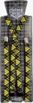 Yellow and Black Plaid Suspenders with Silver Clasps