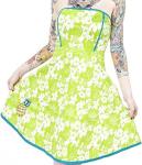 Sourpuss Green Floral Print Strapless Pineapple Dress