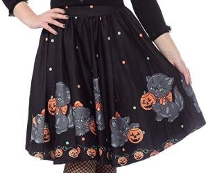Sourpuss Black Feline Spooky Sweets Skirt