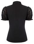 Women's Vintage Black Chiffon Bow Tie Blouse