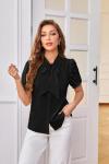 Women's Vintage Black Chiffon Bow Tie Blouse