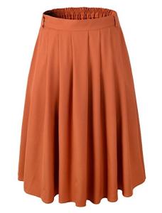 1950s Orange A-line Pleated Swing Skirt