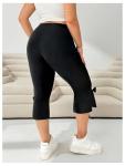 Plus Size Black High Waisted Bowknot Capri Leggings