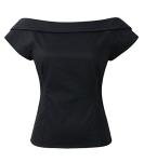 1950s Retro Pinup Rockabilly Cordelia Top in Black