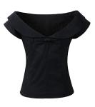 1950s Retro Pinup Rockabilly Cordelia Top in Black