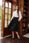 Black Vintage Flared A-Line Skirt with Buttons