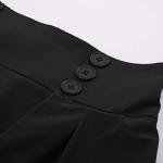 Black Vintage Flared A-Line Skirt with Buttons