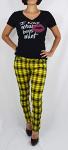 Yellow Plaid Check Skinny Jeans for Punk Style