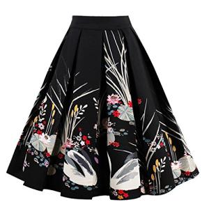 Floral Print Vintage Pleated Midi Skirt with Pockets