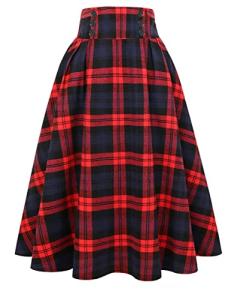 Red Plaid Midi Skirt for Festive Outfits