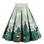 Floral Print Vintage Pleated A-line Midi Skirt