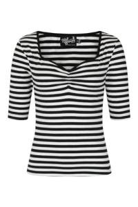 Hell Bunny Black & White Striped Punk Top