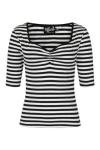 Hell Bunny Black & White Striped Punk Top