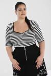 Hell Bunny Black & White Striped Punk Top