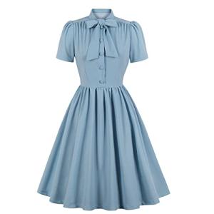 1950s Style Short Sleeve Bow Tie Dress