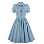 1950s Style Short Sleeve Bow Tie Dress