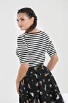 Hell Bunny Black & White Striped Punk Top