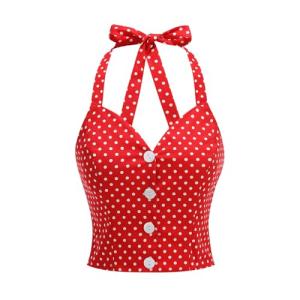 1950s Polka Dot Vintage Halter Top for Women