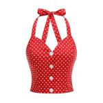 1950s Polka Dot Vintage Halter Top for Women