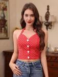 1950s Polka Dot Vintage Halter Top for Women