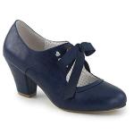 Navy Blue Faux Leather Pin Up Wiggle Pumps