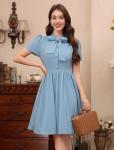 1950s Style Short Sleeve Bow Tie Dress