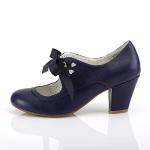 Navy Blue Faux Leather Pin Up Wiggle Pumps