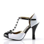 Pleaser Smitten-10 T-Strap Pumps in White/Black