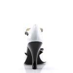 Pleaser Smitten-10 T-Strap Pumps in White/Black