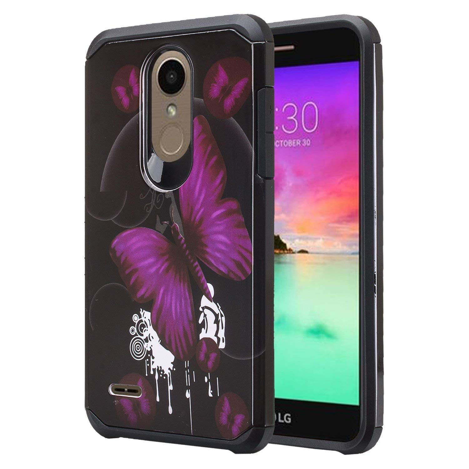 Purple Butterfly ShockProof Case for LG Stylo 4/Q Stylus