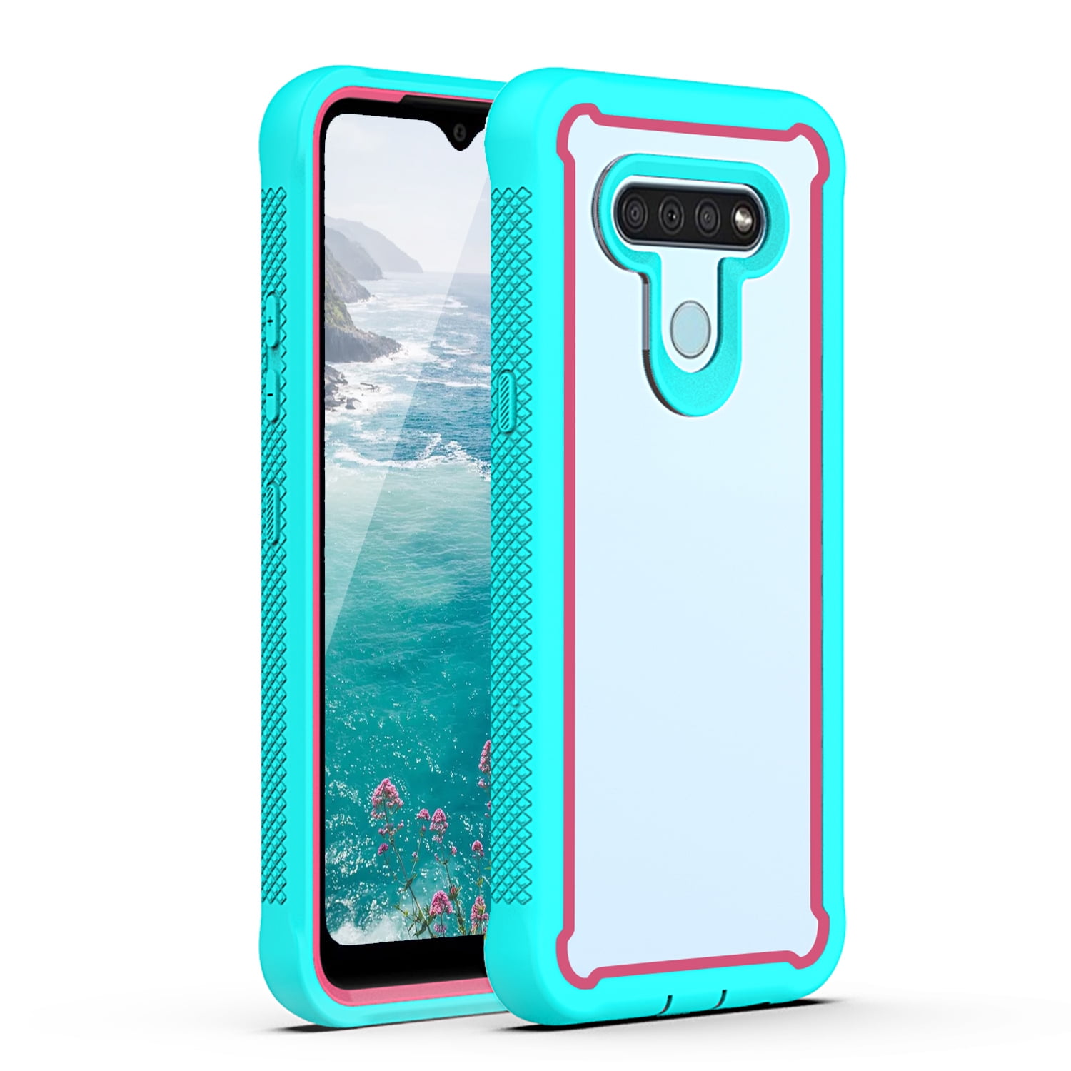 LG Stylo 6 Rugged Shockproof Phone Case - Blue/Pink