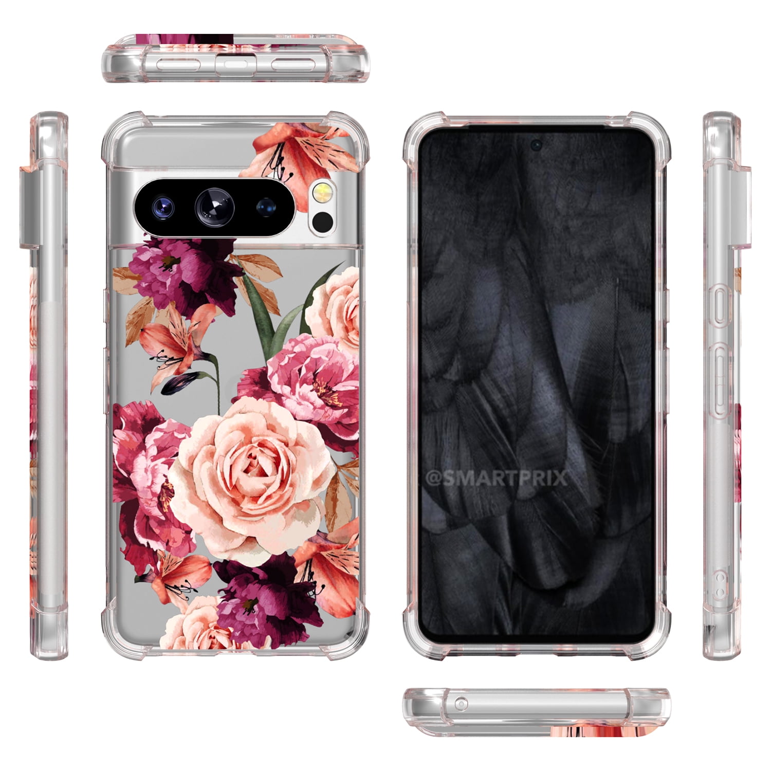Peony Flower Clear TPU Case for Google Pixel 8 Pro