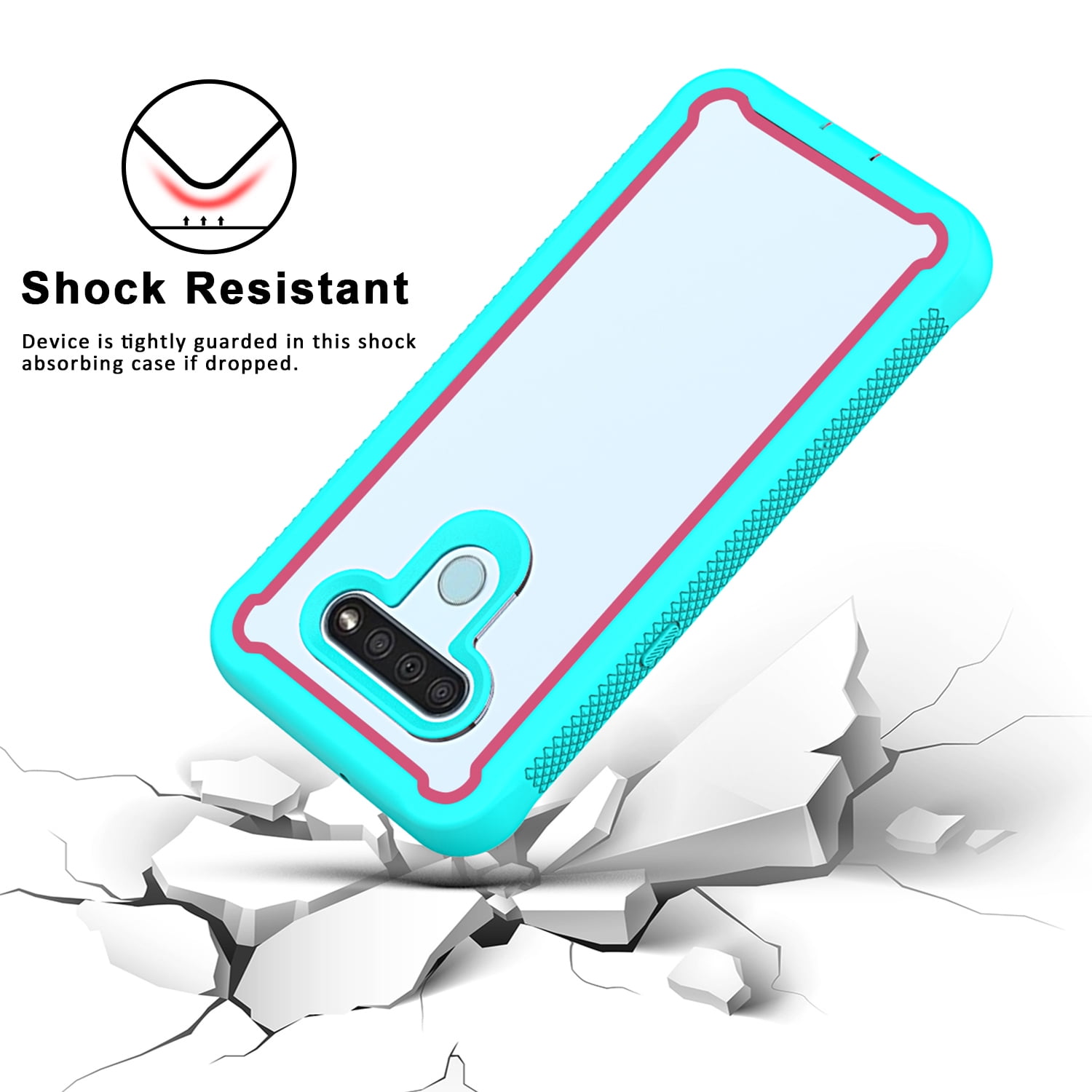 LG Stylo 6 Rugged Shockproof Phone Case - Blue/Pink
