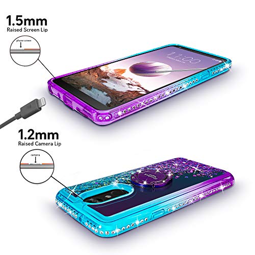 Purple Liquid Glitter Case with Stand for LG Stylo 4