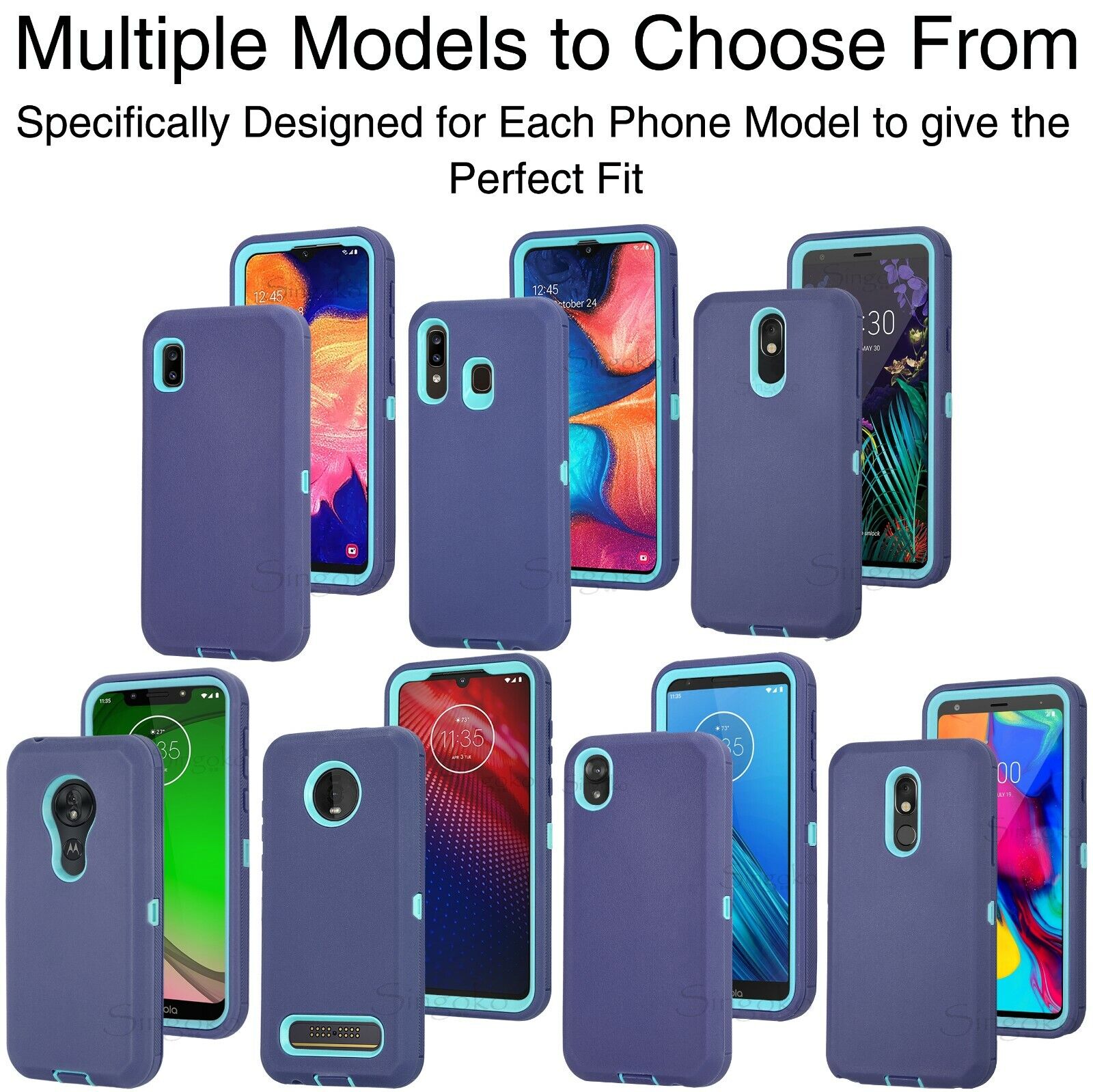 Rugged Shockproof Full Body Phone Case with Screen Protector