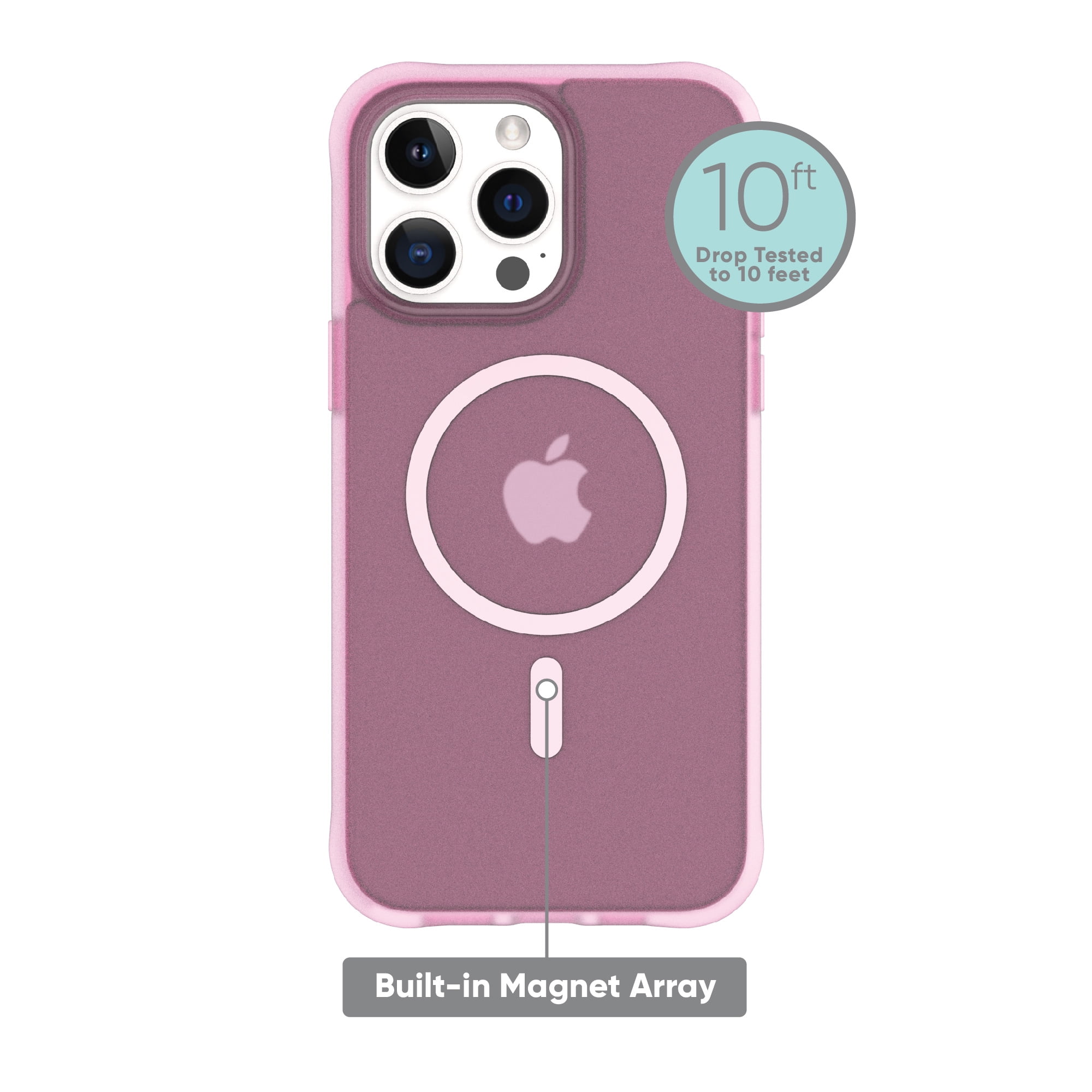 onn. MagSafe iPhone 14 Pro Max Case - Frosted Pink