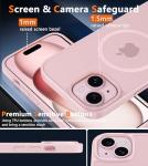 FNTCASE for iPhone 15 Case: for iPhone 14 Case & iPhone 13 Case [Compatible with Magsafe] Translucent Matte Magnetic Phone Cover - Military Grade Drop Protection Shockproof Protective Cases - Pink