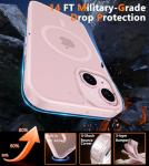 FNTCASE for iPhone 15 Case: for iPhone 14 Case & iPhone 13 Case [Compatible with Magsafe] Translucent Matte Magnetic Phone Cover - Military Grade Drop Protection Shockproof Protective Cases - Pink