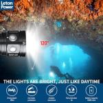 LetonPower 12000 Lumens Dive Flashlight, Type-C Charging