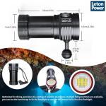 LetonPower 12000 Lumens Dive Flashlight, Type-C Charging