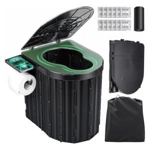 Portable Camping Toilet with Lid and Paper Holder