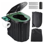 Portable Camping Toilet with Lid and Paper Holder