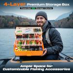 PLUSINNO 4-Layer Fishing Tackle Box Kit