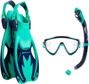 Cressi Tinetto Dry Set Snorkeling Gear, Aqua Blue