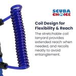 Shark Coil Lanyard with Steel Snap, Blue