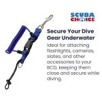 Shark Coil Lanyard with Steel Snap, Blue