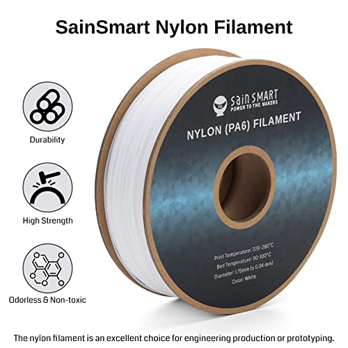 SainSmart 1.75mm PA6 Nylon Filament, 1kg, White