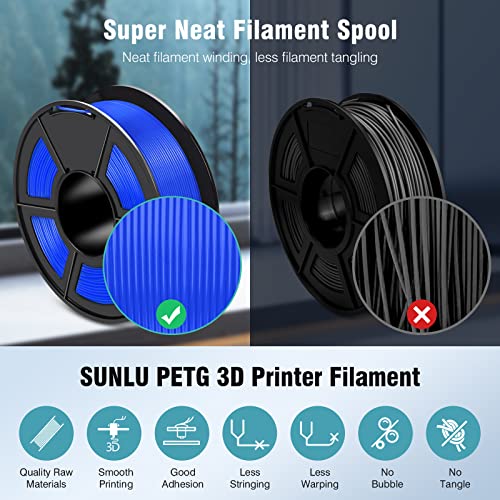 SUNLU PETG 3D Printer Filament Bundle - 2KG