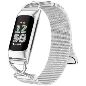 Silver Magnetic Mesh Bands for Fitbit Charge 5/6