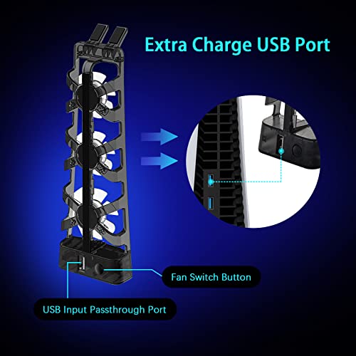 PS5 LED Cooling Fan with Extra USB Port